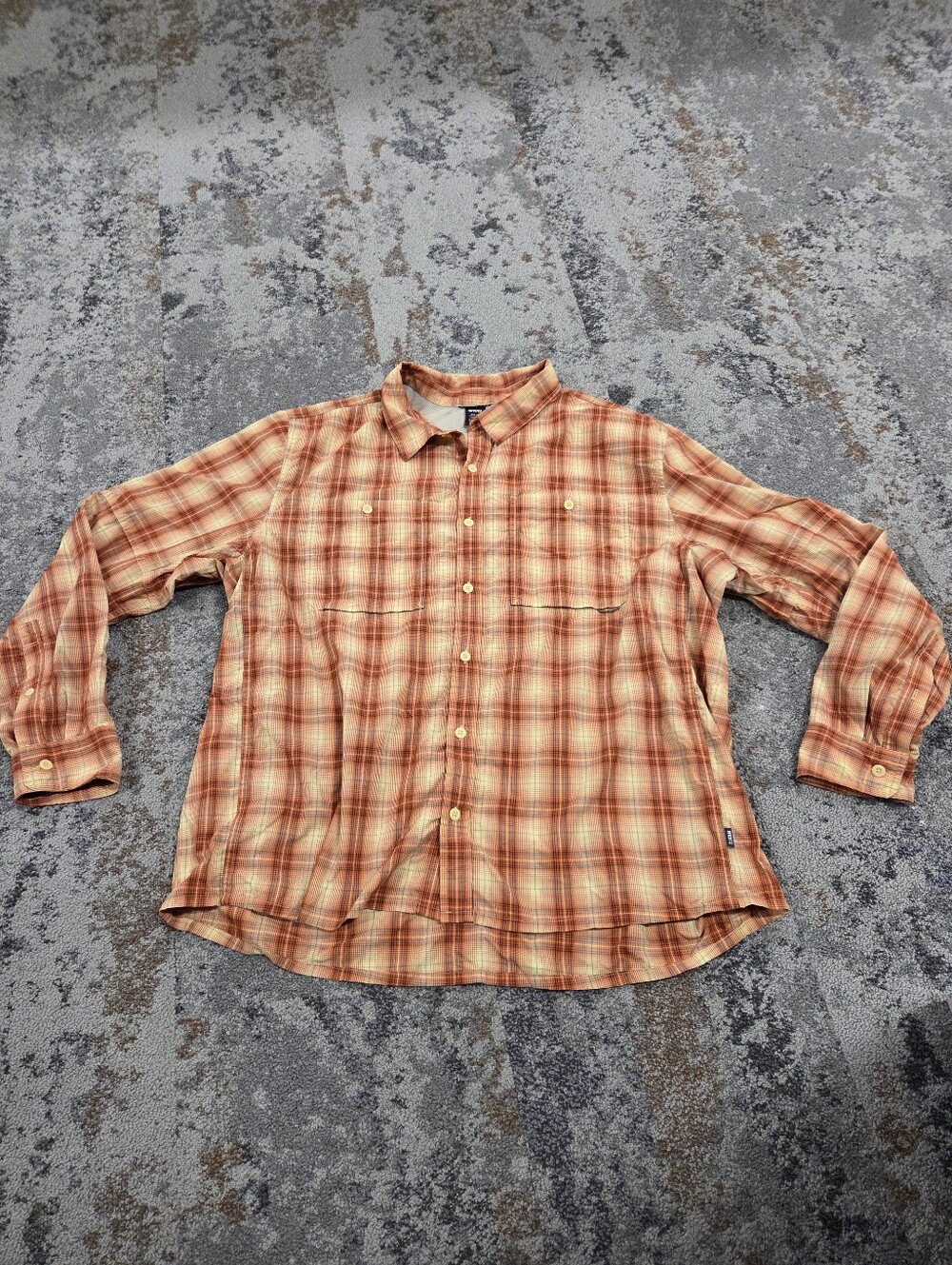 REI Co-op Men's Orange Plaid Button-Up Shirt